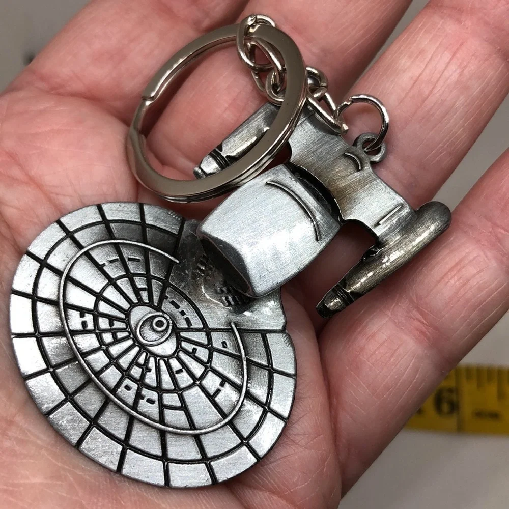 Space Ship Key Chain Silver Tone